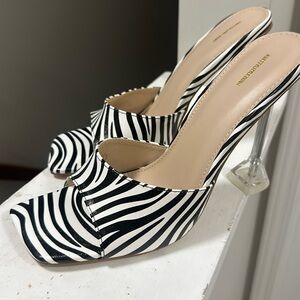 PRETTYLITTLETHING zebra print heels